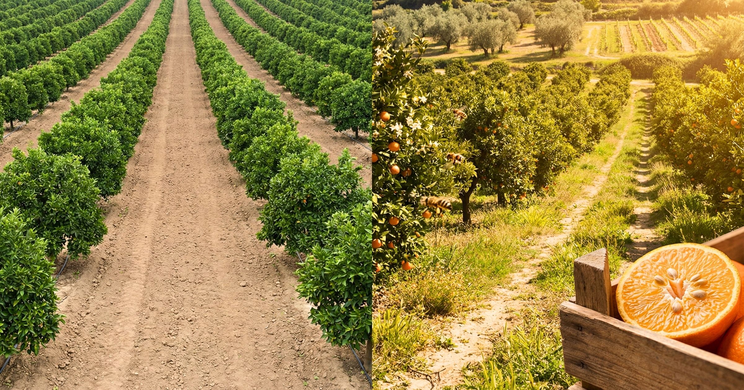 rozdíl průmyslové pěstování mandarinek a pěstování na Krétě